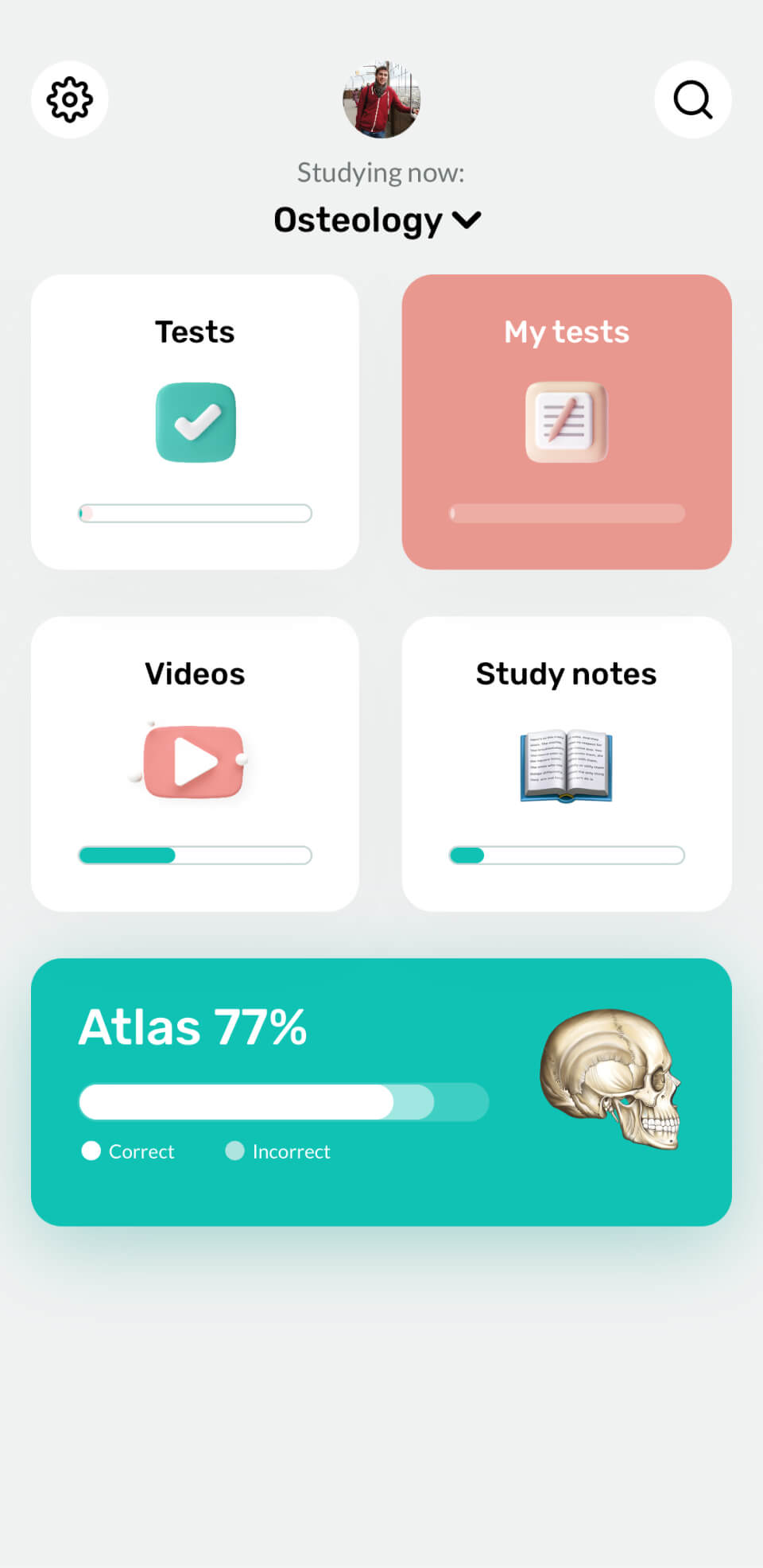 Main screen of the Easy Anatomy app